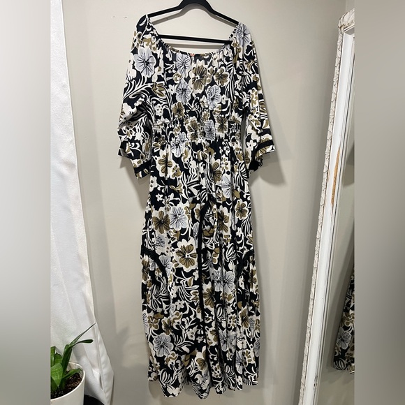 Free People Dixie Maxi Chic Black and Gold Floral Dress - Picture 8 of 13